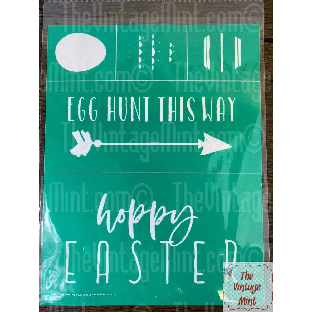 chalk couture silk screen transfers stencil reusable egg hunt this way easter B